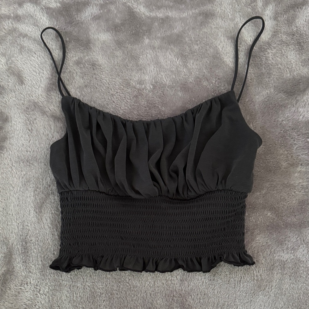 Love Tree Black Ruched Camisole